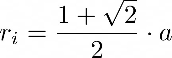 innenkreis achteck LaTeX: r_i =frac{1+sqrt{2}}{2}cdot a