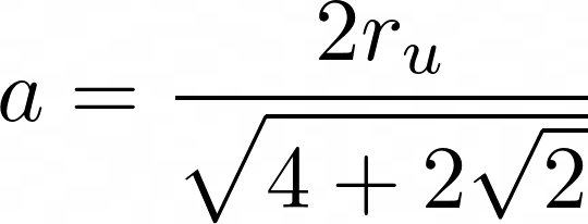 achteck umkreis nach a umgestellt LaTeX: a=frac{2r_u}{sqrt{4+2sqrt{2}}}